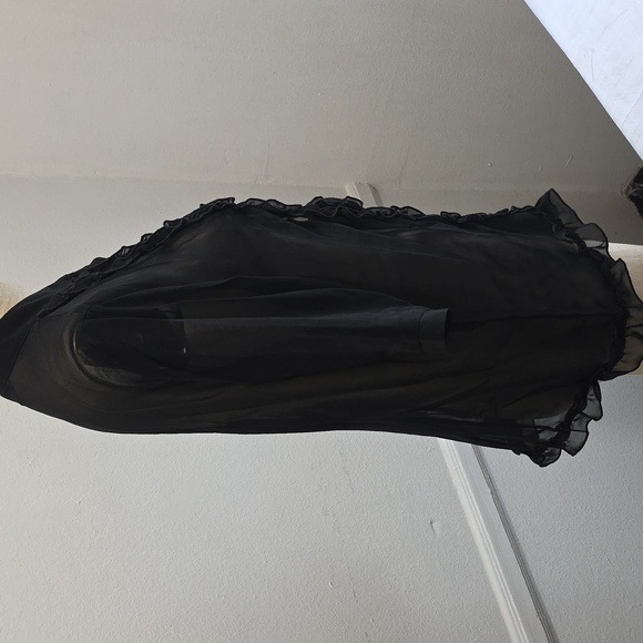 🌸Norma Kamali X Revolve Black‎ Sheer Blouse Large - Picture 8 of 9